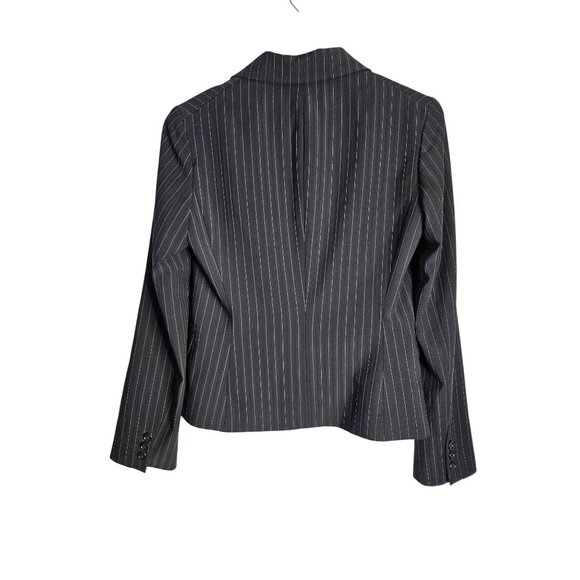 Tahari Womens Pinstripe One Button Blazer Size 6 Black & White Career Office - Picture 3 of 14